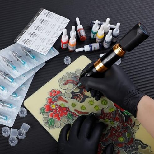 STIGMA Wireless Tattoo Gun Tattoo Kit Complete with Pro Short Tattoo Pen, 2 Tattoo Batteries, 20 Tattoo Cartridge Needles,Tattoo Ink Color Set, Full Tattoo Accessories STP35TI4002-9