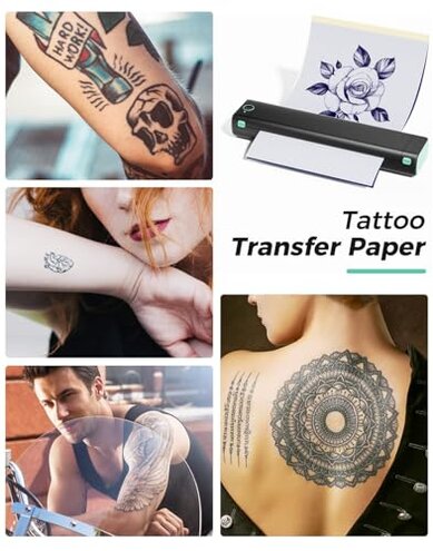 Phomemo Tattoo Stencil Printer, M08F Wireless Thermal Tattoo Printer with 10pcs Transfer Paper, Compatible with Phone/Tablet/PC, Tattoo Supplies for Tattoo Artists, AI Image Generation, Black & Green