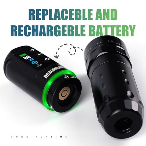 Dragonhawk L3 Tattoo Kit, Cordless/Cord Complete Tattoo Gun Kit Pen Machine, 7 Strokes Length, 2 Batteries 2,000mAh Power Supply with Extra Battery Rca Jack Part, Pro Tattoo Needles for Beginner