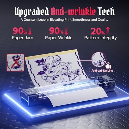 TATTMUSE 2025 New Version Tattoo Stencil Printer Machine with 10pcs Transfer Paper, Wireless Bluetooth Thermal Tattoo Transfer Printer for Tattooing for Beginner, Compatible with Smartphone & Pad