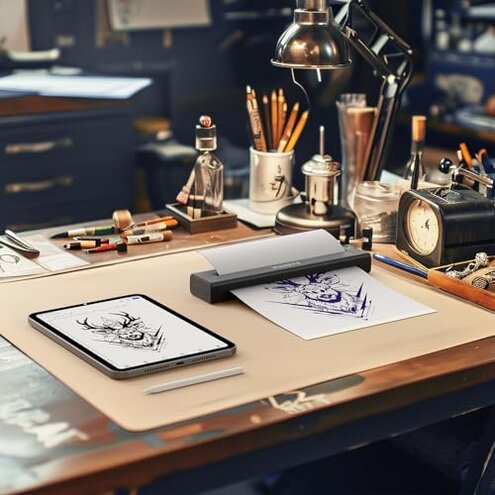 MUNBYN Tattoo Stencil Printer ITP05, Wireless Thermal Tattoo Printer with 20 Transfer Papers, Compatible with Android and iOS Phone/Tablet & PC, Tattoo Printers for Tattoo Artists & Beginners (Black)