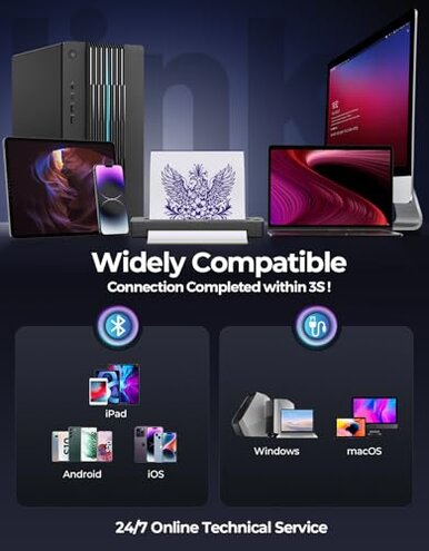 MUNBYN Tattoo Stencil Printer ITP06, 300DPI Wireless Thermal Tattoo Printer with 20 Transfer Papers, Tattoo Printers Compatible with Smartphone & PC for Tattoo Artists & Beginners