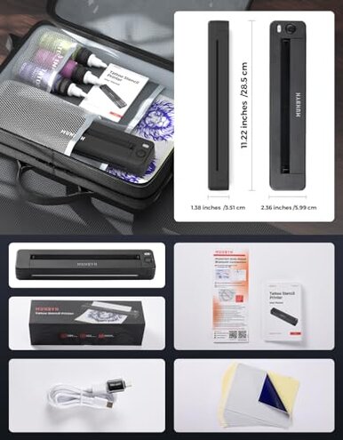 MUNBYN Tattoo Stencil Printer ITP06, 300DPI Wireless Thermal Tattoo Printer with 20 Transfer Papers, Tattoo Printers Compatible with Smartphone & PC for Tattoo Artists & Beginners