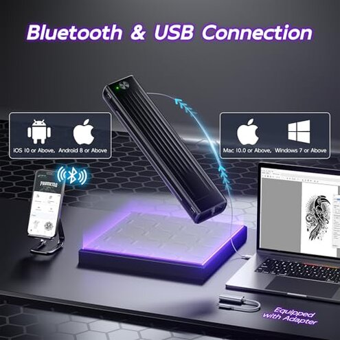 Itari Tattoo Stencil Printer Kit for Beginners, Temporary Tattoo Printer with 10 Pcs Transfer Paper, Bluetooth Stencil Printer for Tattooing, Wireless Tattoo Machine Compatible with Phone/Tablet/PC