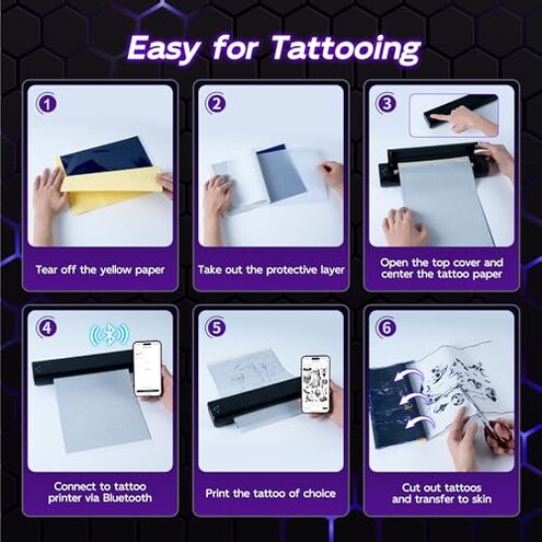 Itari Tattoo Stencil Printer Kit for Beginners, Temporary Tattoo Printer with 10 Pcs Transfer Paper, Bluetooth Stencil Printer for Tattooing, Wireless Tattoo Machine Compatible with Phone/Tablet/PC