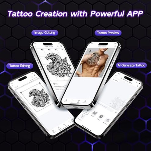 Itari Tattoo Stencil Printer Kit for Beginners, Temporary Tattoo Printer with 10 Pcs Transfer Paper, Bluetooth Stencil Printer for Tattooing, Wireless Tattoo Machine Compatible with Phone/Tablet/PC