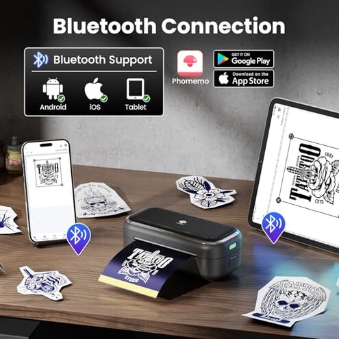 Phomemo TP31 Tattoo Stencil Printer, Mini Tattoo Printer with 30pcs Transfer Paper,Bluetooth Tattoo Machines Printers for Tattoo Beginners & Artists, Compatible with Tablet,Smartphone
