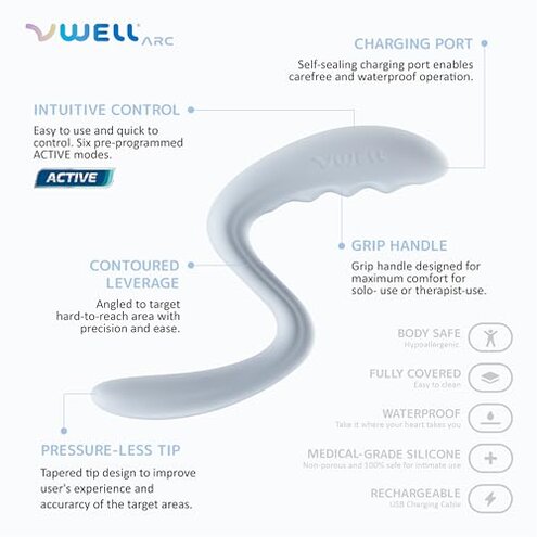 IntiMD VWELL Arc Silicone Vibrating Wand Erognomic for Therapist and Home Use Women Rechargeable