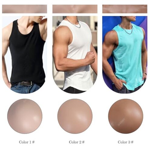 QUEENDY High Collar Silicone Muscle Suit - Ultra-Realistic Soft Male Chest & Drag Abs Enhancer for Costumes Transgender,Color 1,One Size