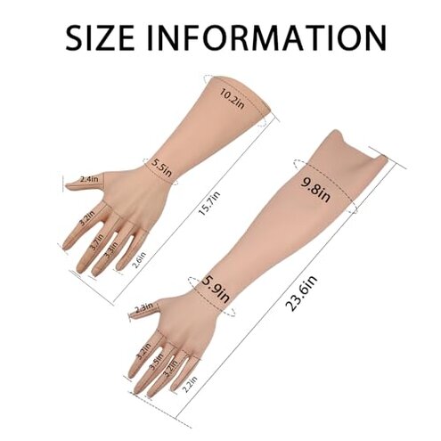 BodhiTCM Silicone Female Gloves Full Arm Lifelike Soft Realistic Skin with Nails for Cosplay Performance Crossdressing (Brown, 15.7 in/with nails)