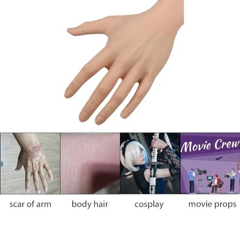 BodhiTCM Silicone Female Gloves Full Arm Lifelike Soft Realistic Skin with Nails for Cosplay Performance Crossdressing (Brown, 15.7 in/with nails)
