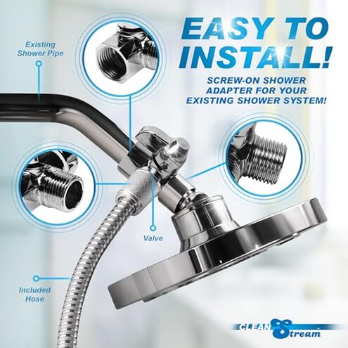 Cleanstream Premium Shower Enema Set with 6 Ft Hose, 4 Silicone & Aluminum Tips, ABS Construction, Flexible Comfort Attachments, Shower Adapter, Reusable Douches & Enemas Accessory