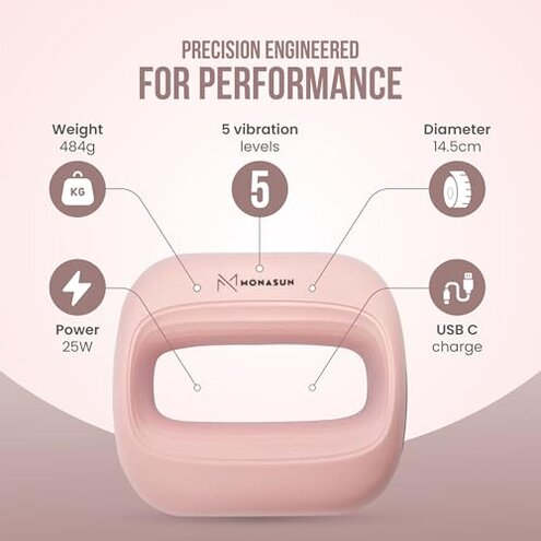 MONASUN Deep Tissue Massage Gun Portable &ndash; Mini Massage Gun with Hands-Free Strap &ndash; Handheld Massager for Athletes, Travel, Full-Body Pain Relief &ndash; 5 Speed Levels and Quiet Percussion