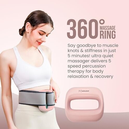 MONASUN Deep Tissue Massage Gun Portable &ndash; Mini Massage Gun with Hands-Free Strap &ndash; Handheld Massager for Athletes, Travel, Full-Body Pain Relief &ndash; 5 Speed Levels and Quiet Percussion