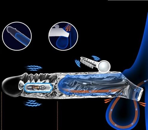 Pleasure Toy Sleeve - 3.5 inch Clear Extender with Two Bullets, Enlarger with Ring, Reusable Extension Pleasure 133