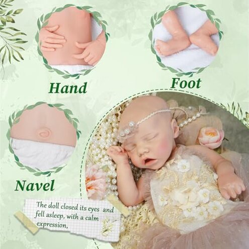 YaLuoQian Silicone Reborn Baby Dolls -18 Inch Silicone Newborn Baby Dolls Full Body Sleeping Baby Girl with Toy Accessories Gift Set