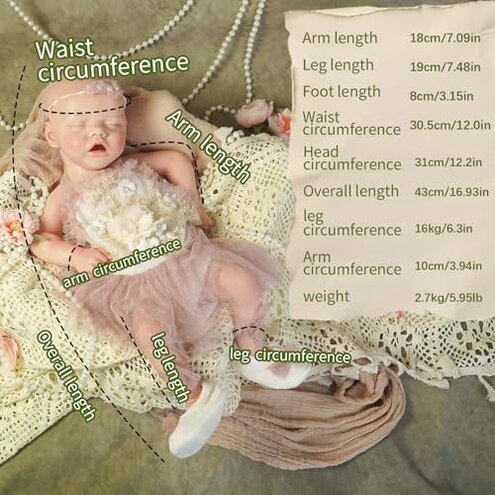 YaLuoQian Silicone Reborn Baby Dolls -18 Inch Silicone Newborn Baby Dolls Full Body Sleeping Baby Girl with Toy Accessories Gift Set