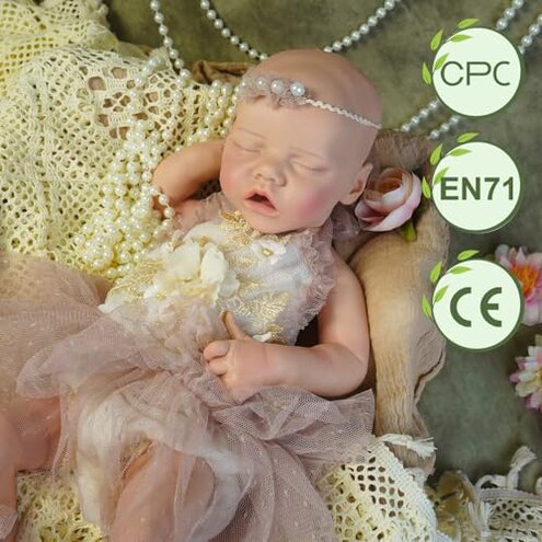 YaLuoQian Silicone Reborn Baby Dolls -18 Inch Silicone Newborn Baby Dolls Full Body Sleeping Baby Girl with Toy Accessories Gift Set