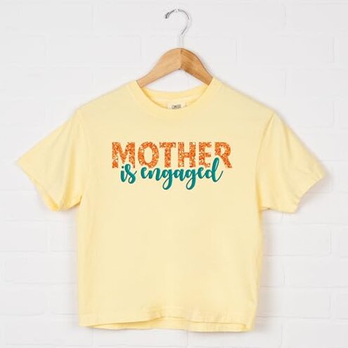 Simply Sage Market Mother Is Engaged Puff/Glitter - Women's Boxy Crop Top Butter / 2XL