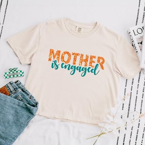 Simply Sage Market Mother Is Engaged Puff/Glitter - Women's Boxy Crop Top Butter / 2XL