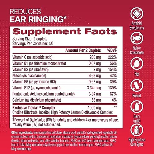 Lipo-Flavonoid Plus Tinnitus Relief - Doctor-Recommended for Ringing Ears - Clinically-Proven Lemon Bioflavonoid Complex with Vitamins C, B1, B2, B6, B12, & Calcium - 150 Caplets