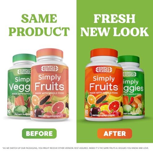 Simply Nature's Pledge - Packed with 42 Different Fruits & Vegetables - 2-Month Supply - Made with Real, Non-GMO Whole Foods - Supports Energy & Overall Wellness - Soy-Free - 360 Capsules