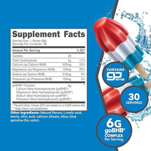 Ketologic Keto BHB (Patriot Pop Flavor) 30 Servings - Exogenous Ketone Supplement with goBHB, Beta-Hydroxybutyrate Salts