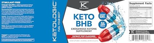 Ketologic Keto BHB (Patriot Pop Flavor) 30 Servings - Exogenous Ketone Supplement with goBHB, Beta-Hydroxybutyrate Salts