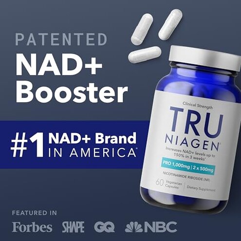 TRU NIAGEN PRO NAD+ Supplement for Anti Aging and Cell Regeneration, 2 x 500mg Patented Niagen, 30 Servings | Supports Cellular Energy | Nicotinamide Riboside (NR) Daily Supplements for Men and Women