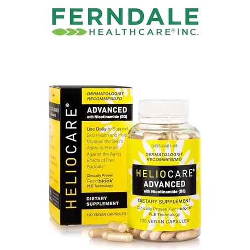 Heliocare Advanced Niacin B3 Supplement: Fernblock PLE Extract 240mg Per Serving - Supports Skin Cell Health W/Antioxidant Rich Vitamin B3 Niacin 500 mg - 120 Vegan Capsules