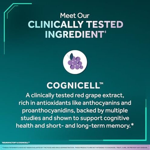 NEURIVA Memory 3D Brain Supplement - Decaffeinated Nootropic Capsules for Memory, Focus, & Cognitive Function - Short Term, Long Term, & Working Memory Support - 50ct