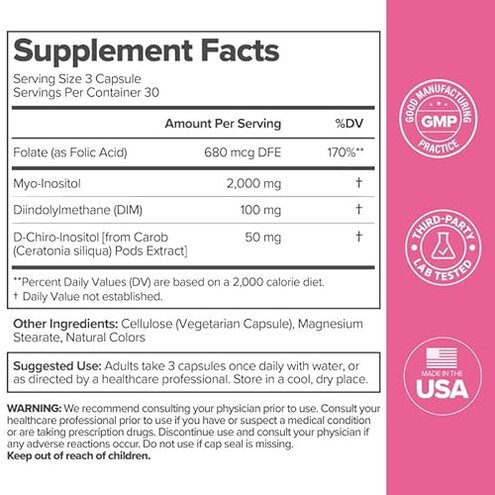 O Positiv FLO Ovarian Health Support - Hormone Balance for Women, Supplement with DIM, Myo & D-Chiro Inositol, Folic Acid - Supports Healthy Ovulation, Cycle Regularity - 30 Servings