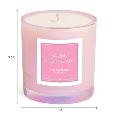 Malibu Apothecary Women's Turks & Caicos Candle, Iridescent Pink, 7.5 Ounce