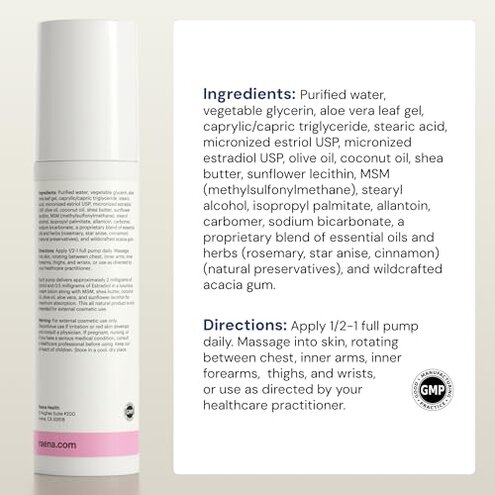 Raena Natural Bioidentical Cream Bi-Est 2.5mg &ndash; Premium Quality &ndash; Easy-to-Use Pump Dispenser &ndash; Smooth & Lightweight Texture &ndash; No Artificial Additives &ndash; Carefully Formulated for Daily Use