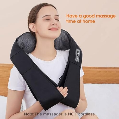AERLANG Shiatsu Back and Neck Massager, Back Massager Deep Tissue Kneading Neck and Shoulder Massage with Heat, Electric Massage Pillow Fathers Day Gift Ideas from Daughter Son(NOT Cordless)