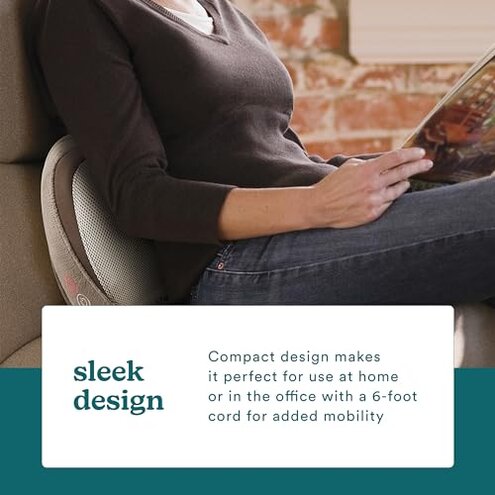 HoMedics Back and Neck Massager, Portable Shiatsu All Body Massage Pillow with Heat, Targets Upper and Lower Back, Neck and Shoulders. Lightweight for Travel