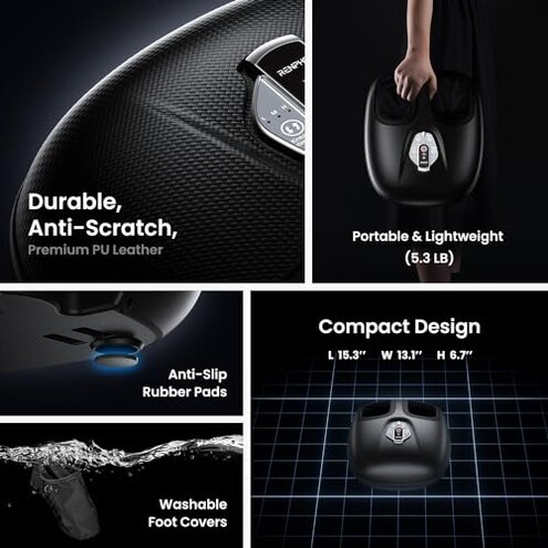 RENPHO Foot Massager Machine with Heat [2026 Upgraded], Shiatsu Foot Massager for Plantar Fasciitis, Christmas Gifts for Women, Cordless Control, FSA Eligible HSA Store Eligible, 2026 New Upgraded, BK