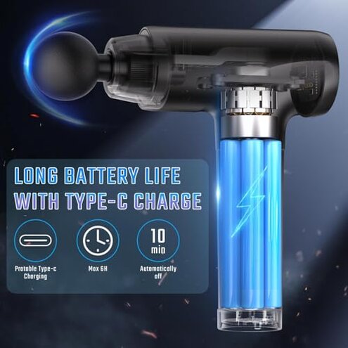 cotsoco Massage Gun Deep Tissue,Portable Percussion Muscle Massager for Whole Body Back Pain Relief,Electric Handheld Sport Massager with 5 Massage Heads 5 Speed