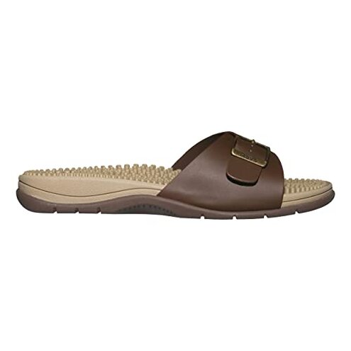 Revs - Tay - Men&rsquo;s Single Strap Reflexology Massage Sandals, Brown US12