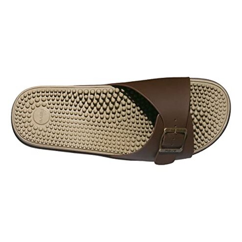 Revs - Tay - Men&rsquo;s Single Strap Reflexology Massage Sandals, Brown US12
