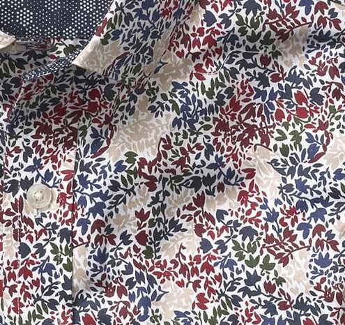 Johnston & Murphy Men's Printed Cotton Shirt, Small,Burgundy Multi Vine