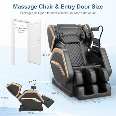 NAGLIFOR Massage Chair Full Body, Zero Gravity Massage Chair 2025 for Back Fatigue with 10 Fixed Rollers, Airbags, Phone Controller, Heating, Bluetooth Speaker, Nightlights for Living Room, Bedroom