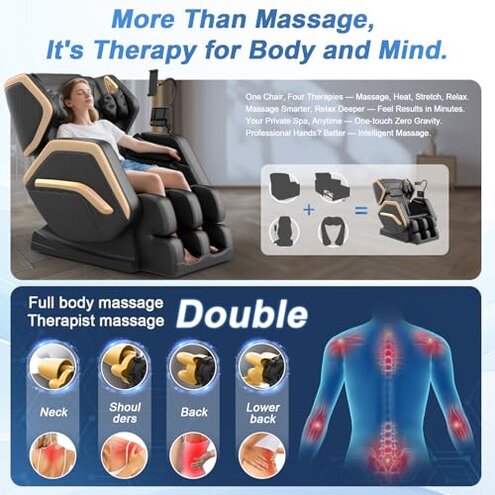 NAGLIFOR Massage Chair Full Body, Zero Gravity Massage Chair 2025 for Back Fatigue with 10 Fixed Rollers, Airbags, Phone Controller, Heating, Bluetooth Speaker, Nightlights for Living Room, Bedroom