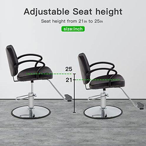 BestMassage | Barber Chair | Hydraulic Styling Chair | PU Leather | Adjustable Height | Footrest | Anti-Slip Chrome Base | Heavy-Duty Steel Frame | Black | for Hair Stylists & Home Use