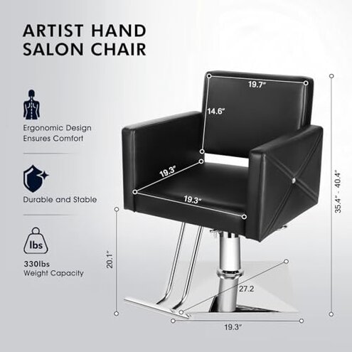 Artist Hand Salon Chair for Hair Stylist, Stylist Chair with Heavy Duty Hydraulic Pump, 360 Degrees Rolling Swivel Spa Beauty Equipment for Hair Stylist Women Man, Max Load Weight 330 Lbs