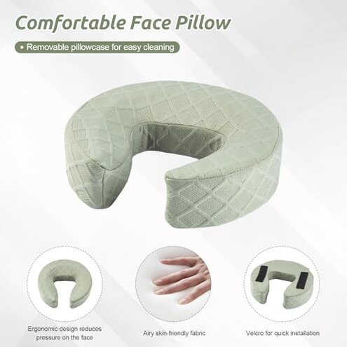 Cxgros Massage Headrest for Bed, Adjustable Massage Face Cradle at Home, Portable Massage Table Kit for Sleeping Mattress, Face Down Pillow After Eye Surgery