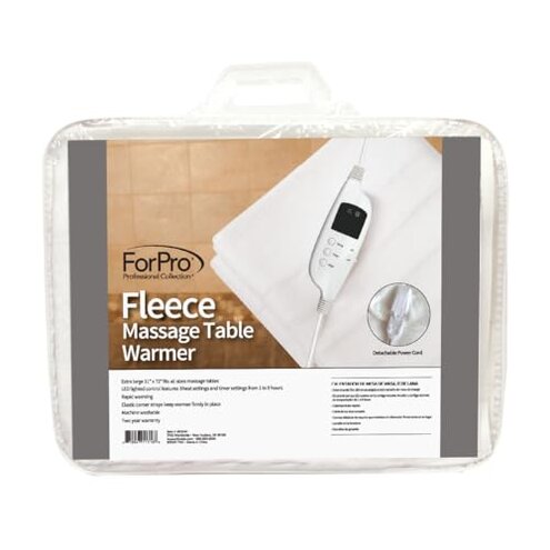 ForPro Professional Collection Fleece Massage Table Warmer, Extra Large 31" x 72" Heating Pad with 9 Heat Settings, Rapid Warming, LED Controller, 6' Detachable Power Cord