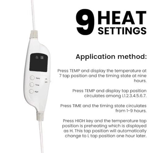 ForPro Professional Collection Fleece Massage Table Warmer, Extra Large 31" x 72" Heating Pad with 9 Heat Settings, Rapid Warming, LED Controller, 6' Detachable Power Cord