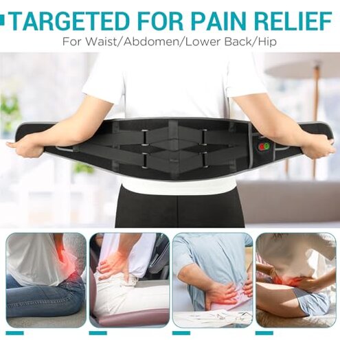 Comfytemp Cordless Heating Pad with Massager for Back Pain Relief, Portable Lower Back Massager FSA Eligible HSA Rechargeable, Birthday Gifts for Women Men Mom Dad Seniors Christmas 3 Heat 30 Auto-Off