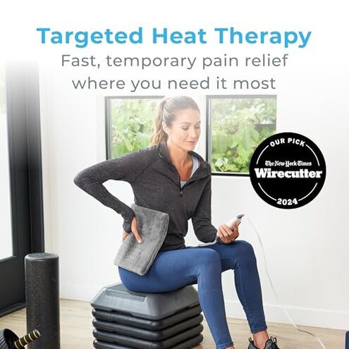 Pure Enrichment® PureRelief® XL Heating Pad - 12" x 24" Electric Heating Pad for Back Pain & Cramps, 6 Heat Settings, Soft Machine Wash Fabric, Auto-Off & Moist Heat (Charcoal Gray)